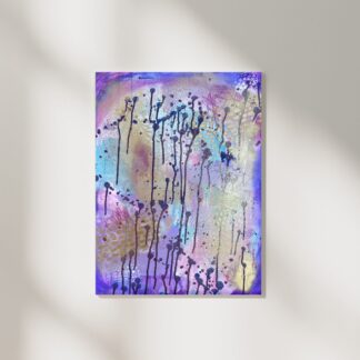 Chaos Reigns - Purple Navy Gold abstract art